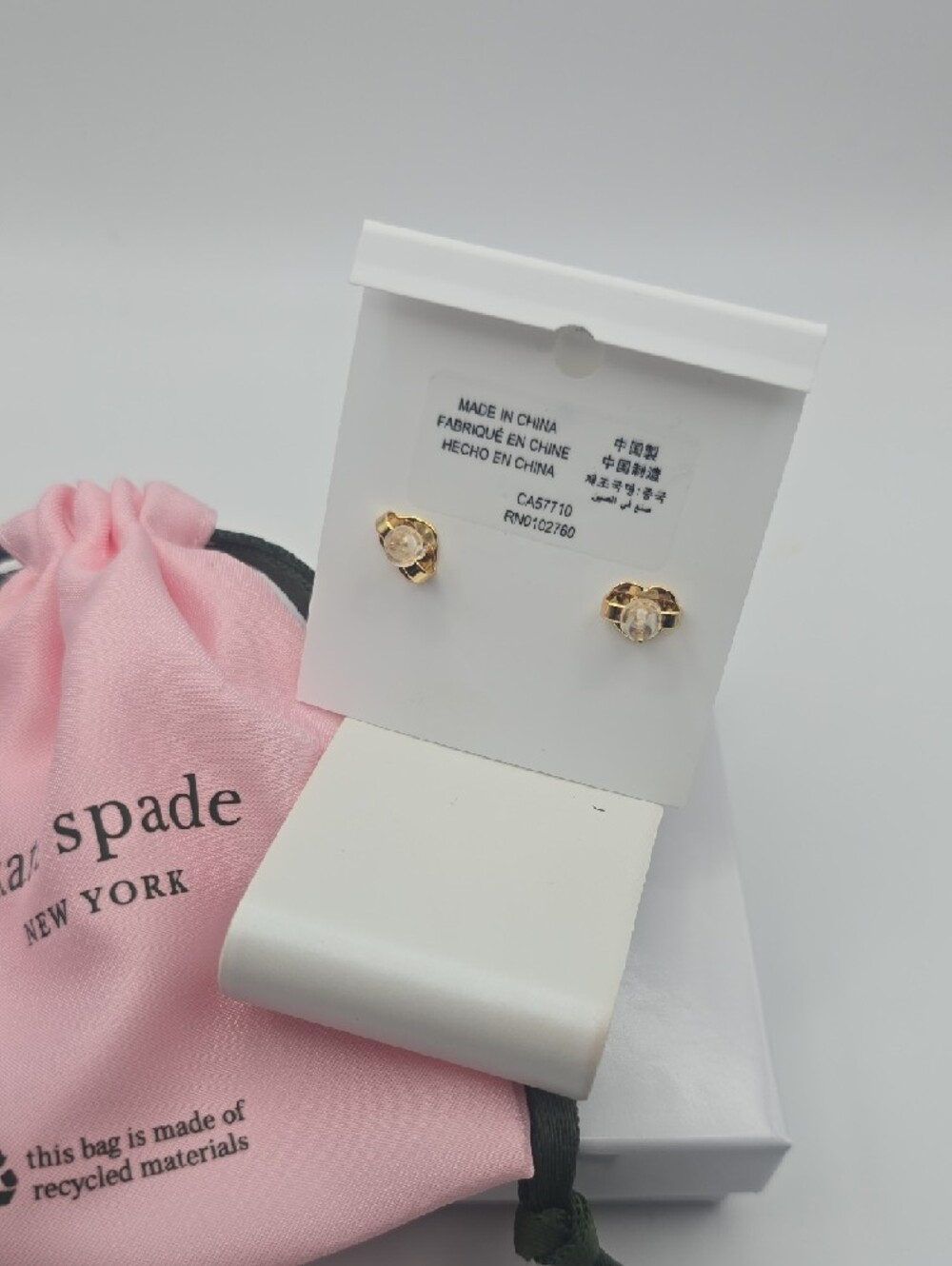 Kate Spade Pink Crystal Cherry Stud Earrings W/ Gold-Tone Accents (DUSTY)(NWT)๐ - Picture 6 of 6